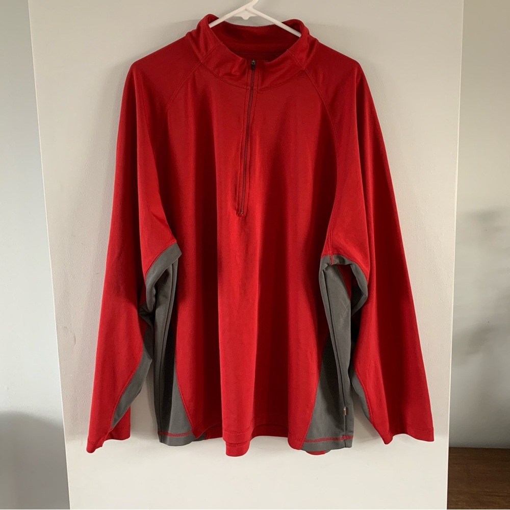 Old Navy 1/2 Zip Pullover Shirt Red Gray Mens Size XL Long Sleeve Top